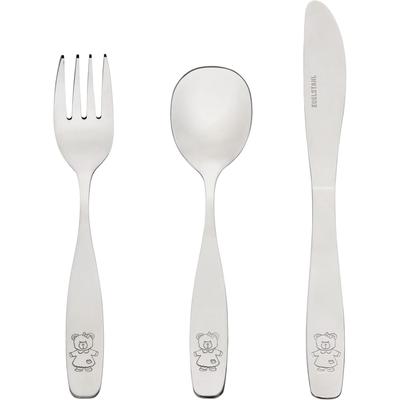 TEMU Baroni Home Set Of 3 Stainless Steel Kids' Cutlery, Ergonomic Resin-handled Utensils For Children, Dishwasher-safe Tableware, Fork, Knife, Spoon For Independent Eating, Gift For Boys And Girls Image