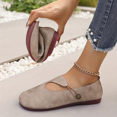 TEMU Women's Retro Slip-on Shoes - Soft Sole Round Toe, Synthetic Upper With Decorative , Lightweight And Comfortable For All , Casual Footwear|round Toe Shoes|rubber Sole Image