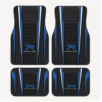 TEMU 2d Flat 4pcs Set - Pattern Universal Printed Car Floor Mats, Style, Absorbent, Non-slip, Washable, Fashionable Interior Protection For Cars, Suitable For Sedans, , Suvs, All , 2d Flat Image