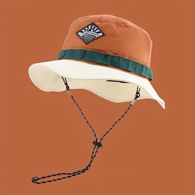 TEMU 1pc Colorful Bright Contrast Wide Brim Quick-dry Fisherman's Hat, Easy To Fold Storage Suitable For And Beach Parties Image