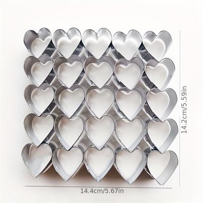 TEMU 25- Heart & Flower Shaped Stainless Steel Cookie Cutters - Baking Molds For , Chocolates, And Pet Treats - Homemade Baking, Baking Accessories Image