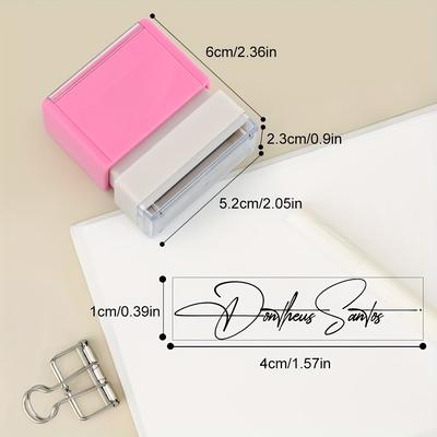 TEMU Custom Handwritten Signature Seal, Personalized Handwriting Signature Seal, Suitable For Office, Business, And Personal Document Signature, Square Pink Image