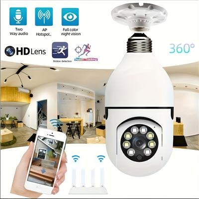 TEMU 4pcs 2.4ghz Wifi Light Bulb Security Cameras, 3mp Security Camera, Talk, Color Night , Auto Tracking Bulb Indoor Camera Image