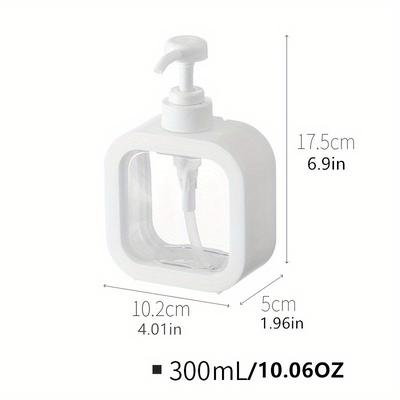 TEMU 10.14/16.91oz Refillable Bathroom Soap Dispenser - Portable Empty Bottle For Makeup, Water, Shampoo & Shower Gel - Hand Wash Only, Plastic, No Formaldehyde, Square Shape Image