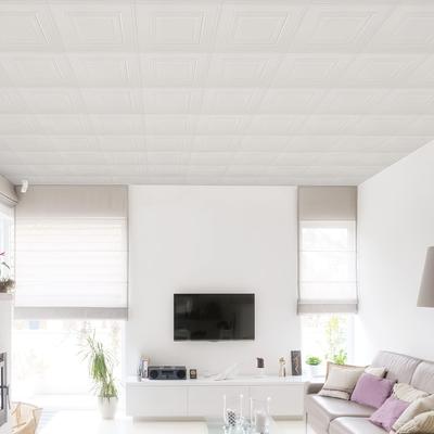 TEMU 16/32pcs Ceiling Tiles - Glue-up Ceiling Tiles Foam - Ceiling Tiles Peel And Stick - - For Ceiling And Wall - Covered 21/ 42 - Plain White(13.8 X 13.8 Inch) Image