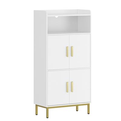 TEMU Bathroom Cabinet, Storage Cabinet, 2 Cabinet Doors And 1 , Adjustable Shelves, Bathroom, Living Room, Study, Bedroom, 30 X 60 X 120cm, White Image