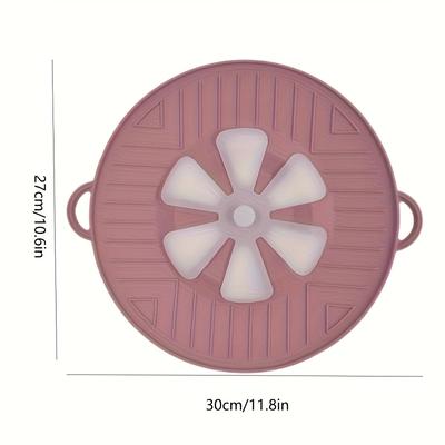 TEMU 1pc Silicone Spill Stopper Lid - Heat Resistant, Kitchen Tool For Pots & Pans, Gray, Red, Blue, Purple Options, Boil Over With Steam Vent Design, Ergonomic Handle | Durable Kitchenware Image