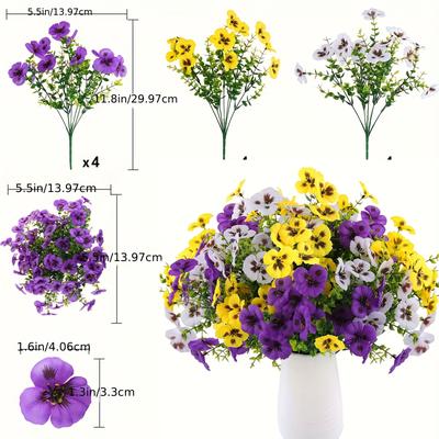 TEMU 12 Bundles Artificial Fake Pansy Flowers For Outdoor, Uv Resistant Pansies Flowers For Outside Planter Front Door Porch Yard Patio Window Box Home Decor(mixed Color) Image