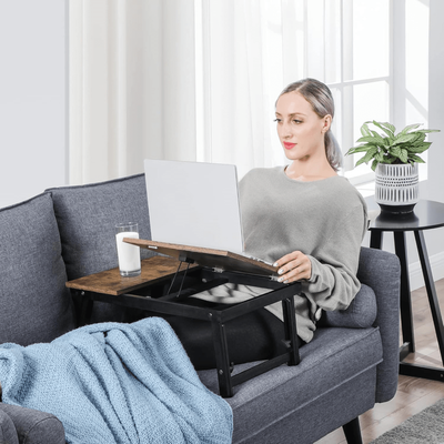 TEMU Laptop Desk, Laptop Stand, Breakfast Tray, Foldable Legs, For Bed And Sofa, Height Adjustable, For Up To 15.6 Inch Laptops, (61-68.3) X 34.9 X (22.5-32) Cm Image