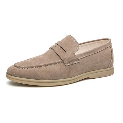 TEMU New Arrival - Men's Khaki Color Loafers With Decorative , Smooth Rubber Sole, Round Toe - Business, Weddings, Parties, And Casual Image