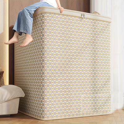 TEMU Extra-large 220-litre Fabric Storage Box For Quilts, Sheets, Clothes, And Underwear - Portable, Lightweight, And Easy To Carry With Zipper Closure And Handles, Underbed Storage Image
