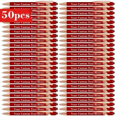 TEMU {customized} 50pcs Personalized Metal Ballpoint Pens, Custom Lettering, Durable Writing Instruments, Suitable For School, Office And Party Giveaways Image