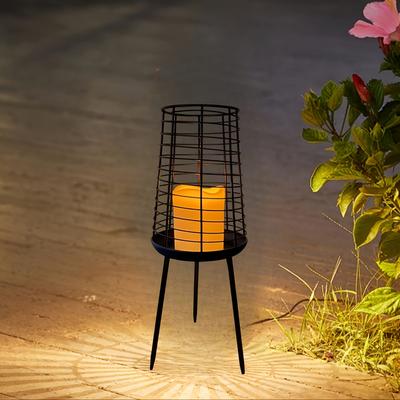 TEMU Solar-powered Lawn Lamp, Metal Outdoor Iron Lamp, Upgraded Bright Outdoor Candle Lamp, Suitable For Parties, Camping, Gardens, Courtyards, Lawns, Patios, Pathway Decoration, Ip65 Protection Level Image