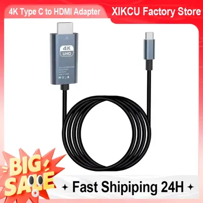 4K 60Hz Type C to HDMI-Compatible Adapter Type C Cable HDTV Converter Cable for iPhone TV Converter MacBook Air iPad Book Laptop