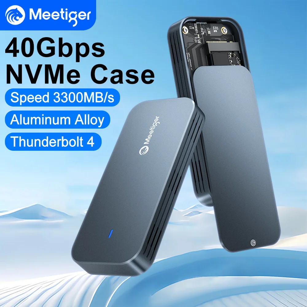 Meetiger USB4 M.2 SSD Enclosure 40Gbps SSD Adapter Aluminum M.2 NVMe Case Thunderbolt USB4.0 Type-C External Hard Drive Case