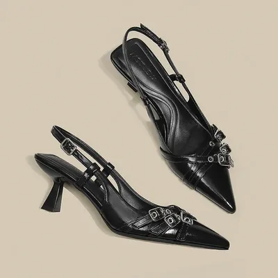 Summer New Women's Sandals Pointed Toe Women's High-heeled Sandals Sexy Luxury Women's Slip-ons