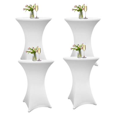 4x Stehtischhusse Stretch für Bistrotisch mit 4 Fußlaschen elastisch ø 80-85x110 cm Weiß - Jopassy Image