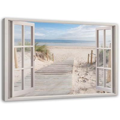 Bild auf Leinwand, Blick aus dem Fenster, Weg zum Strand - 60x40 Image