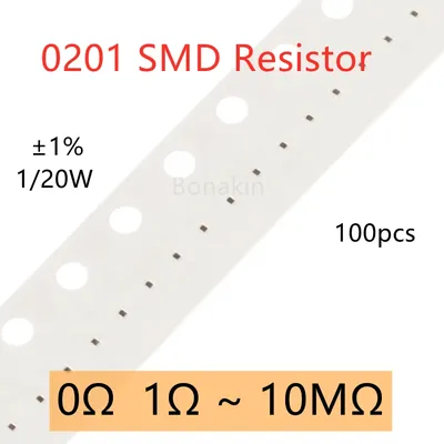 100 Stück 0201 1 % SMD-Widerstand 0R 1R 2 Ω 3,3 Ohm 5,1R 10R 20R 33R 51R 100R 150R 200R 240R 510R 1K Image