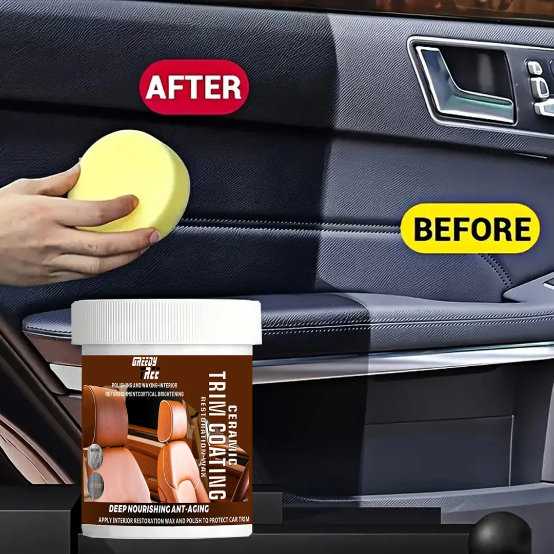 GREEDY TREE Kristallklarer Auto-Kunststoff-Restaurator – Auto-Innenraum und Panel-Erneuerung, Wachs-Beschichtungsmittel, Autowachs, Auto-Wachs-Politur Image