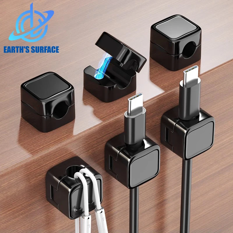 6Pcs Magnetische Kabel Clip Wickler Halter Klebstoff Draht Keeper Kabel Kabel Organizer USB Ladekabel Wickler für Büro Desktop Image