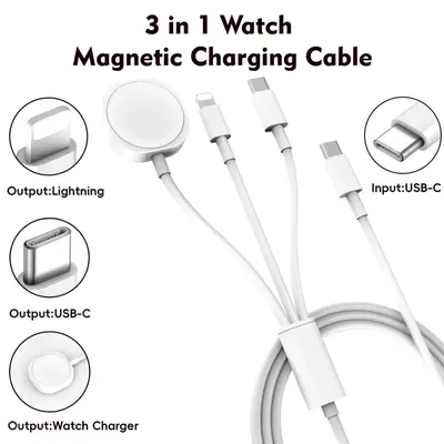 3-in-1-Ladekabel, kabelloses Uhrenladegerät für iPhone 12–16 Samsung Xiaomi für Apple Watch 1–10 Image