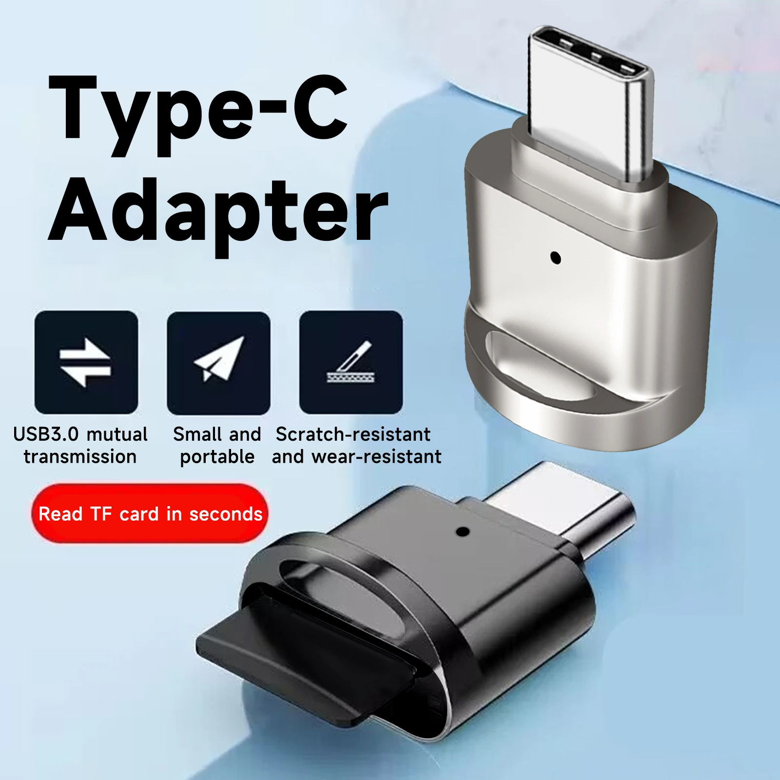 Typ-C-OTG-zu-TF-Adapter, Micro-SD-Speicherkartenleser, kompatibel mit Laptops, Tablets und Smartphones, mit Kettenanschluss Image