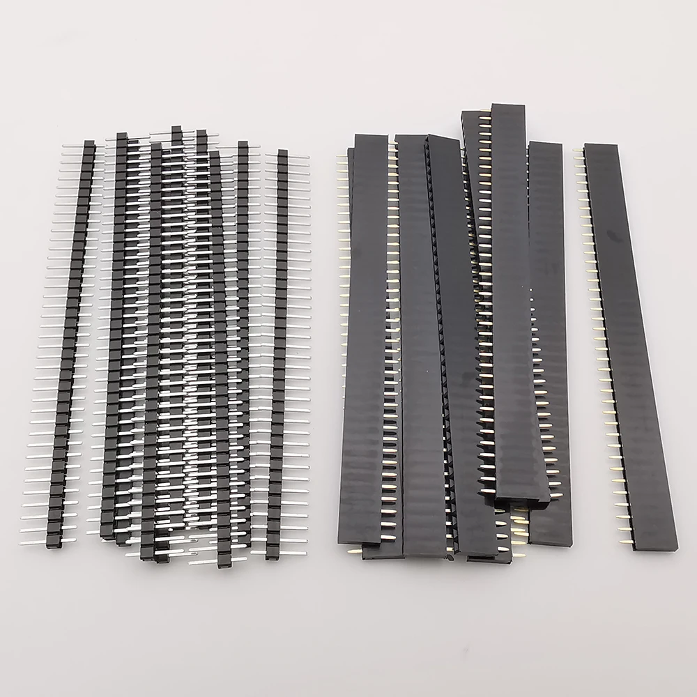 10Pairs 2,54mm 40 Pin 1x40 Einreihige Männliche Und Weibliche 2,54 Zerbrechliche Pin Header PCB JST Stecker Streifen Für Arduino DIY Kit Image