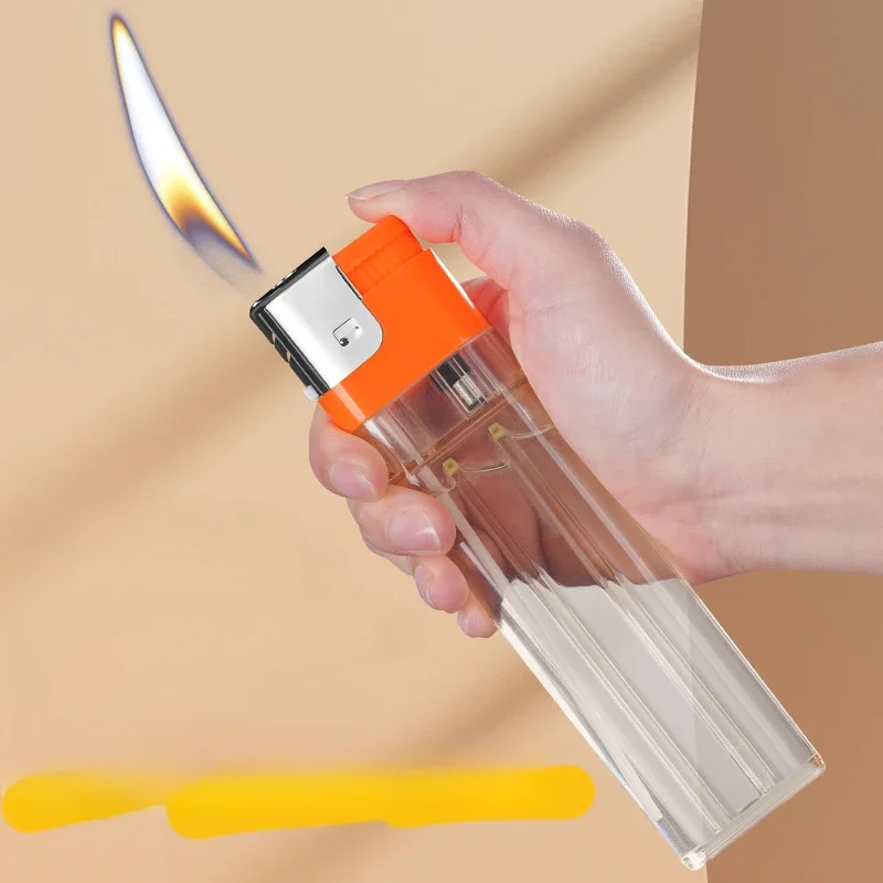 Neue Extra Große Fackel Butan Feuerzeug Extra Große Transparente Körper Große Kapazität Gas Tank Zigarette Zubehör Großhandel Image