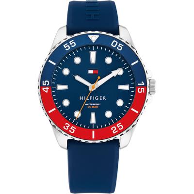Quarzuhr TOMMY HILFIGER "Oceanic", blau, blau, Armbanduhren, Herren, Armbanduhr, Herrenuhr, Silikonarmband, analog Image