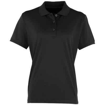 Premier Damen Coolchecker Piqué Polo-Shirt / Polohemd, Kurzarm (Schwarz) Image