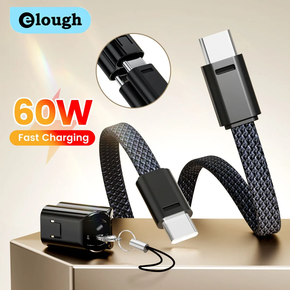 Elough Cavo da 60 W da tipo C a tipo C Cavo PD da tipo C a cavo Lightning per iPhone Samsung Xiaomi Cavo corto