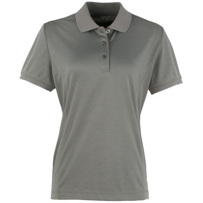 Premier Damen Coolchecker Piqué Polo-Shirt / Polohemd, Kurzarm (Dunkelgrau) Image