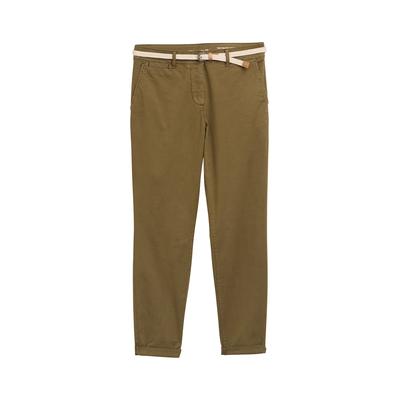 TOM TAILOR Damen Slim Chino Hose mit Gürtel, grün, Uni, Gr. 36/32 Image