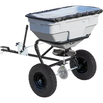 125 LB Tow Behind Lawn & Garden Broadcast Spreader - Seed, Fertilizer, Salt, Ice Melt - Premium