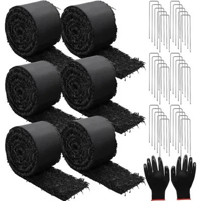 6 Pcs Rubber Mulch For Landscaping Garden Mulch Black Roll Rubber Mulch Mat Natural-Looking Edging
