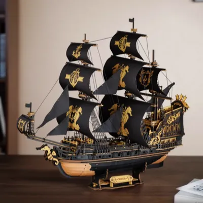 Robotime Rokr 3D Puzzle Wooden Seahouse Barque Model kits Build Home Desk Decoration Gift For Teens