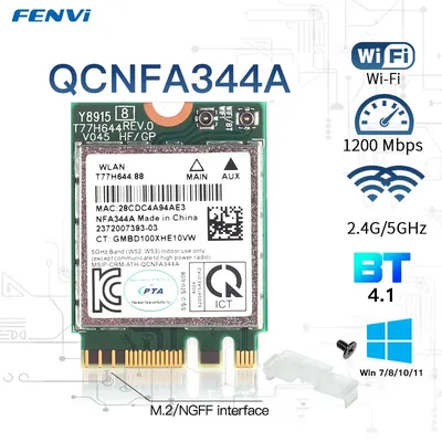 QCNFA344A 867Mbps 802.11AC For Bluetooth 4.1 WLAN Wireless WiFi Card Qualcomm Atheros QCNFA344A Dual