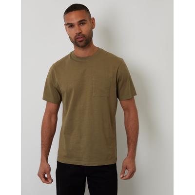 Threadbare Men's Khaki Green Jersey Slub Short Sleeve T-Shirt