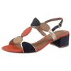 Sandalette MARCO TOZZI, Damen, Gr. 41, blau (navy, kombiniert), Textil, Lederimitat, kontrastfarbene Details, elegant, Schuhe, Blockabsatz, Sommerschuh, Riemchensandale mit verstellbarer Schnalle
