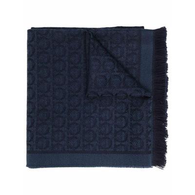 Gancini Wool Scarf - Blue - Ferragamo Scarves