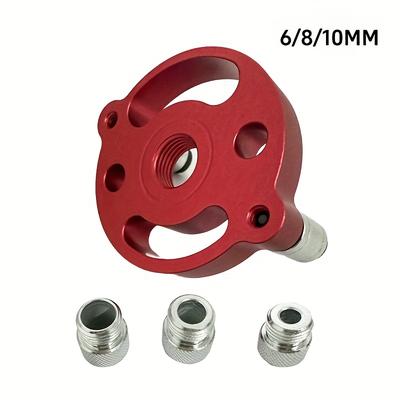 TEMU Red Aluminum Alloy Nail Mold Set, Woodworking Hole Puncher Drill Guide, Handheld Drill Guide For Diameter Holes, Diy Furniture Joint Tool Kit, No Required Image