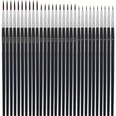 TEMU Set Of 30 Detail Paint Brushes: Includes #0, #00, And #000 Liner Brushes For Miniature Craft Projects - Suitable For Watercolor, Acrylic, And Oil Paints - Made Of Nylon Image