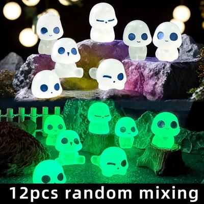 TEMU 12pcs Resin -the- & Figurines, Festive Holiday Decor, Room & Car Ornaments, Diy Mini Scene Props, No Feather, For Christmas, Halloween, Easter, Outdoor Lawn, Battery-free Image