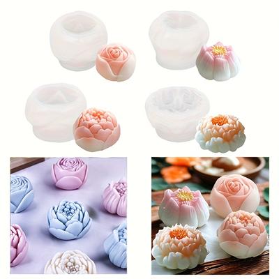 TEMU 4pcs -shaped Silicone Candle Molds - Pastel Rose, Lotus, And Sunset Designs For Fragrance And Soy Wax Crafting, Fragrance Making Supplies|decorative Candle Molds|silicone Material Image