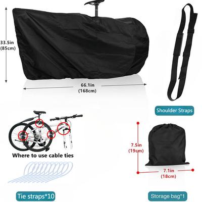 "TEMU 1pc Polyester Bike Storage Bag - Lightweight & Waterproof, Fits 27.5" Mtb & Road Bikes, , Black" Image