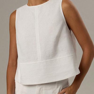 TEMU Women's Sleeveless Crew Neck Tank Top - Casual Loose Fit, Solid Color, Button Detail, Spring/summer/fall Office Wear, Office Wear Top|minimalist Shirt|button Detail Shirt Image