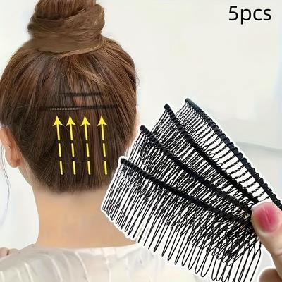 TEMU 5pcs Minimalist Alloy Hair Clip Set - Solid Color, For Taming Messy Hair, Non-slip Rectangular Barrettes For Teens & Adults - Bangs & Updos Image