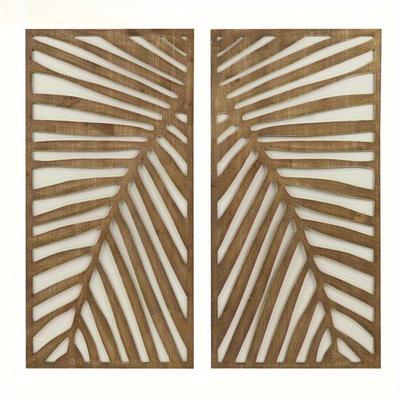 TEMU 2pcs Artificial Wood Panel Wall Decoration Set Image