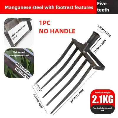 TEMU 4-5 Teeth Steel Forks For Gardening - Durable Steel, Ideal For Turning Soil, Weeding, And Harvesting, Gardening Tool | Durable Steel Fork | Ergonomic Handle Image